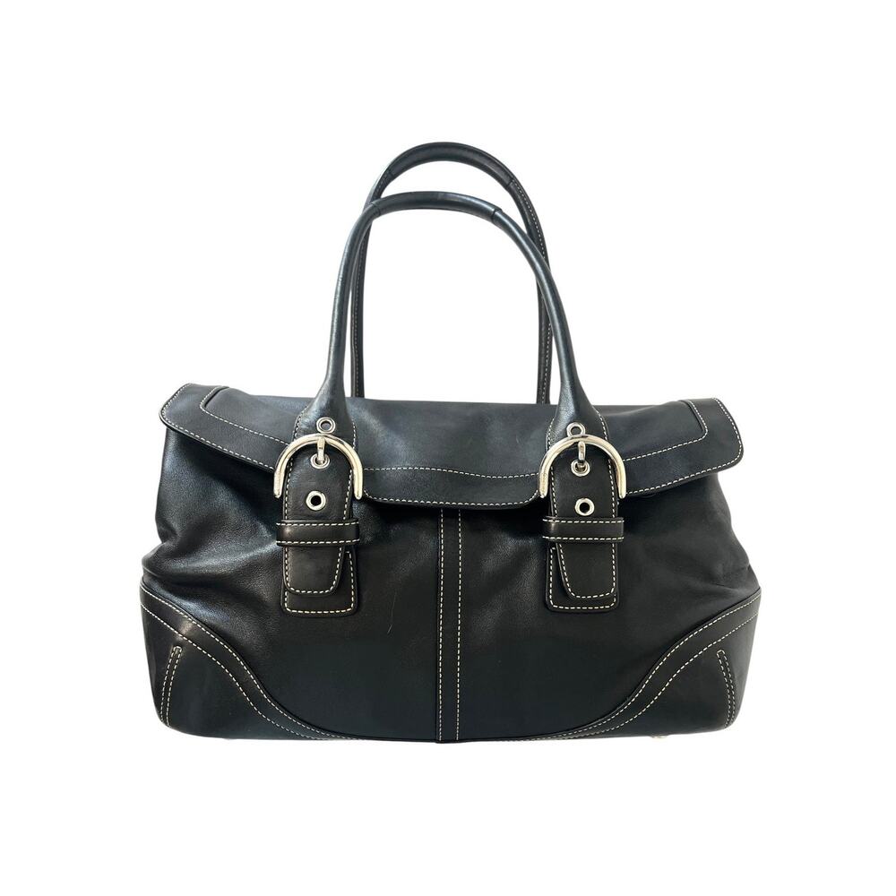 Coach Vintage Soho Black Leather Flap Shoulder Bag 9636 Y2K